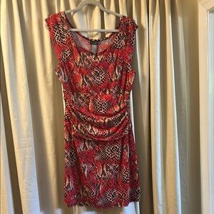 Bisou Bisou Red and Black Patterned Dress  size 16